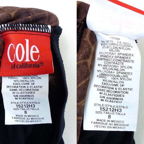 Cole of California VTG 90s Snake Brown Skirted Swim Suit One Piece Women 8 NWT - Picture 12 of 12